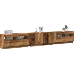 Tv-meubel met LED 260x35x40 cm bewerkt hout>vidaXL