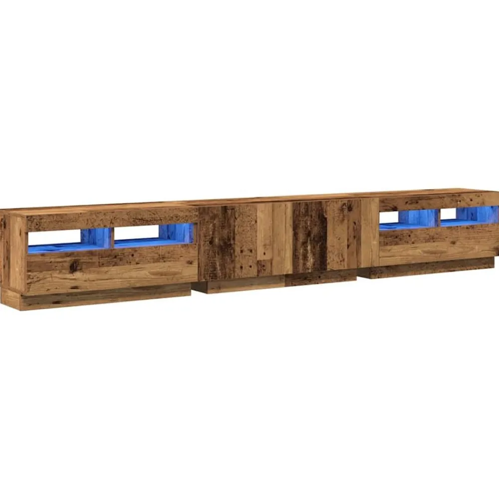 Tv-meubel met LED 260x35x40 cm bewerkt hout>vidaXL