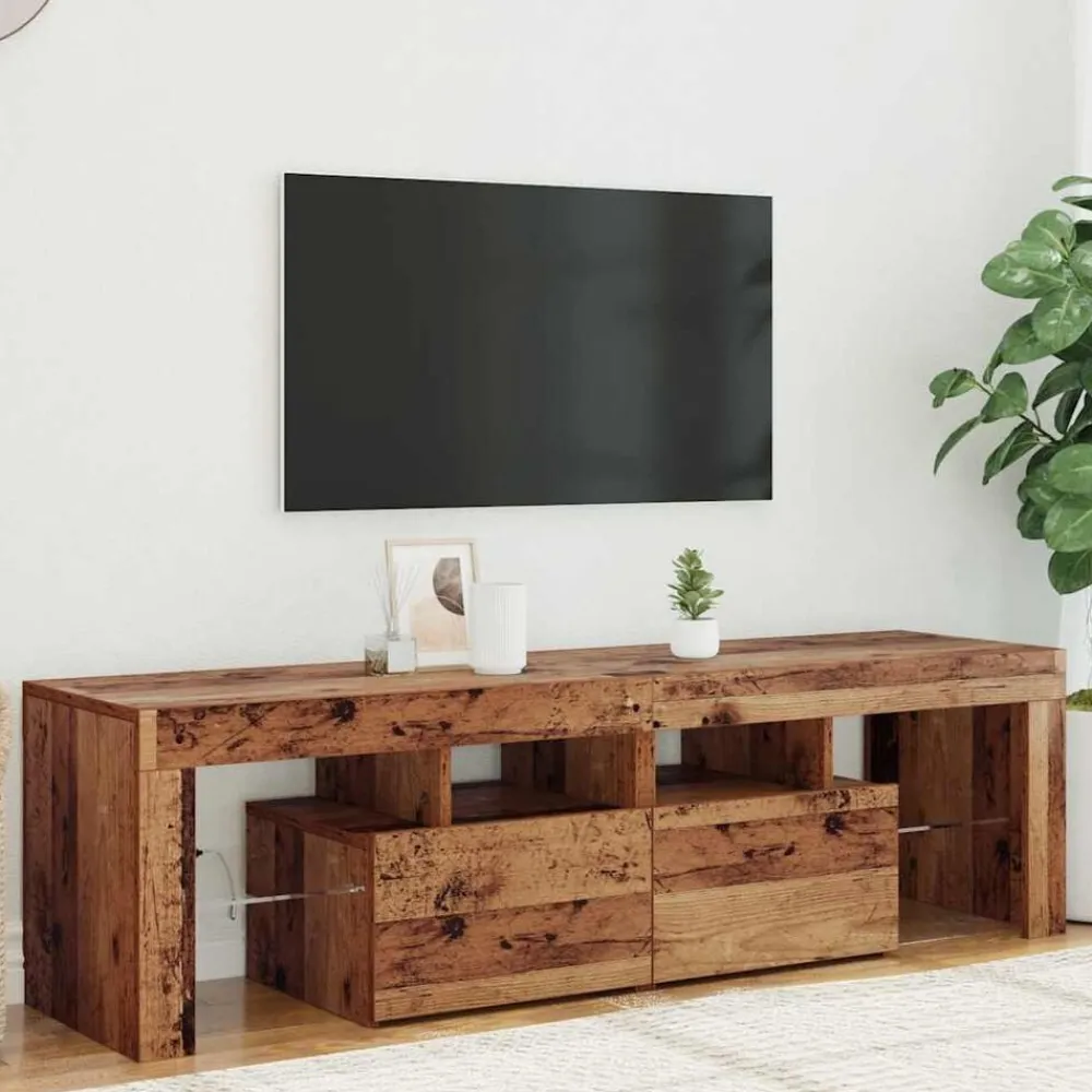 Tv-meubel met LED 140x36,5x40 cm bewerkt hout>vidaXL Best