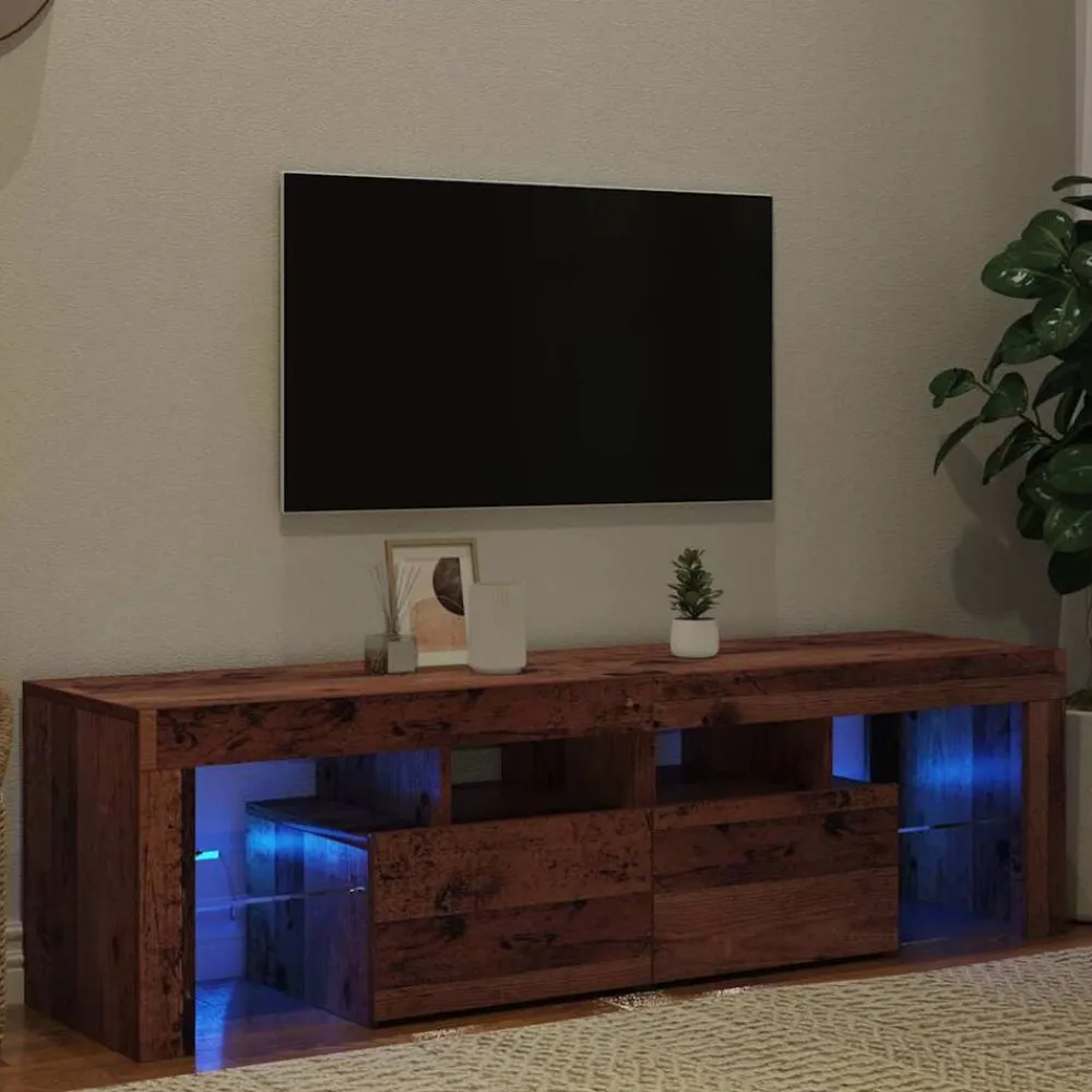 Tv-meubel met LED 140x36,5x40 cm bewerkt hout>vidaXL Best