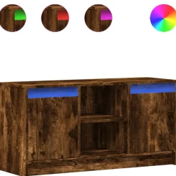 Tv-Meubels*vidaXL Tv-meubel met LED 100x34x50 cm bewerkt hout kleur Gerookt eiken