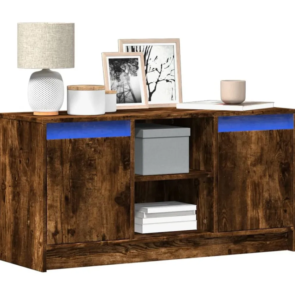 Tv-Meubels*vidaXL Tv-meubel met LED 100x34x50 cm bewerkt hout kleur Gerookt eiken