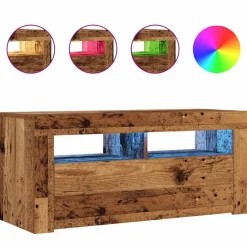 Tv-meubel met LED 90x35x40 cm bewerkt hout>vidaXL New
