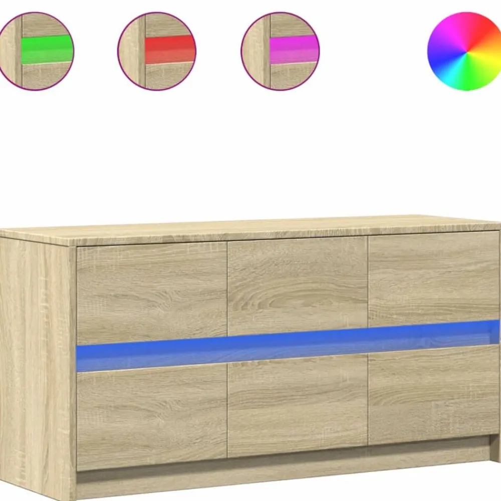 Tv-Meubels*vidaXL Tv-meubel met LED 100x34x50 cm bewerkt hout kleurig Sonoma eiken