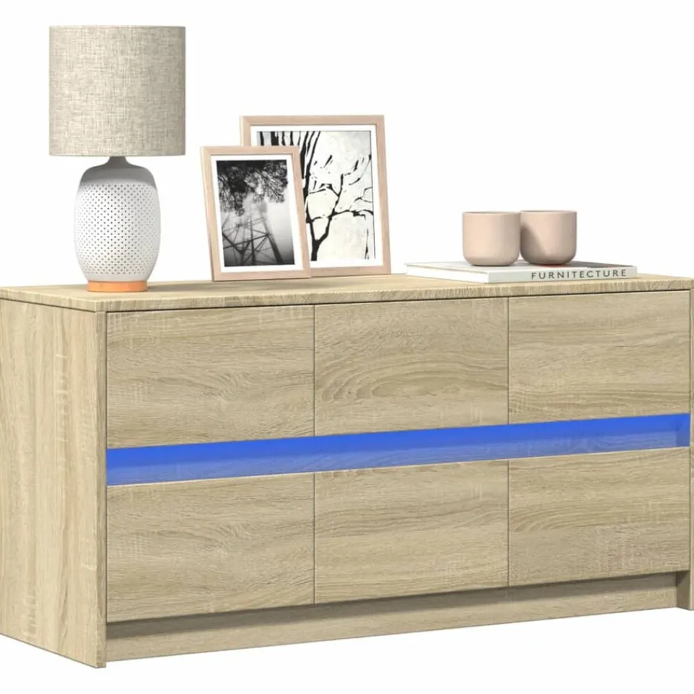 Tv-Meubels*vidaXL Tv-meubel met LED 100x34x50 cm bewerkt hout kleurig Sonoma eiken