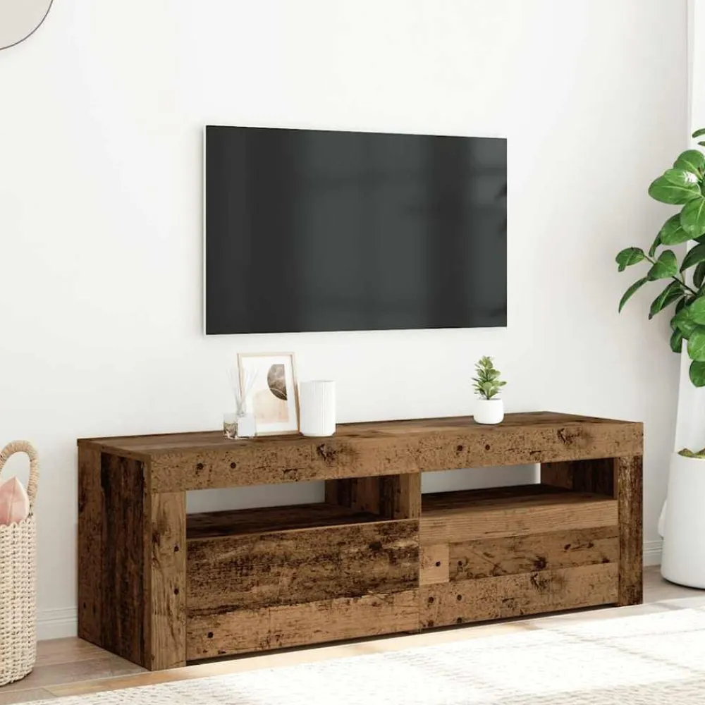 Tv-meubel met LED 120x35x40 cm bewerkt hout>vidaXL Clearance
