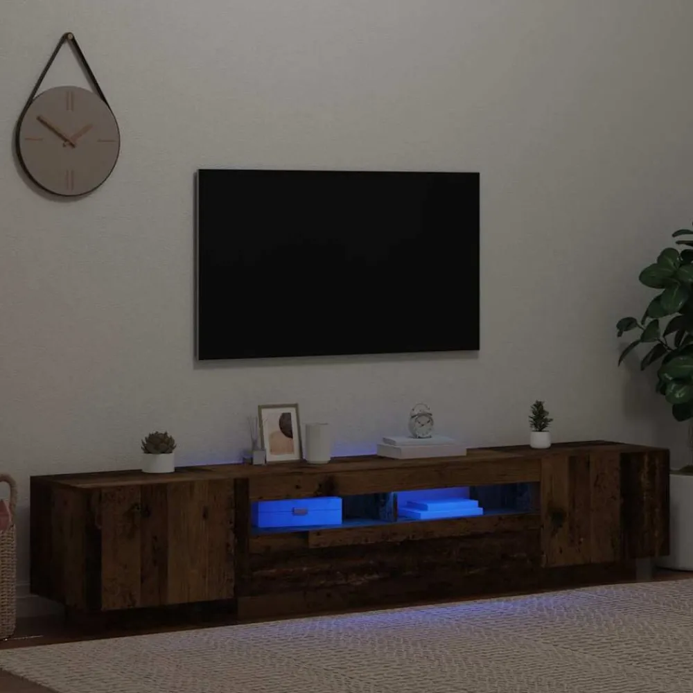 Tv-meubel met LED 200x35x40 cm bewerkt hout>vidaXL Clearance
