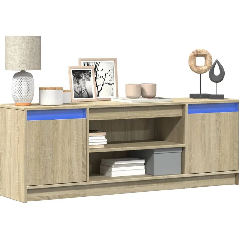 Tv-Meubels*vidaXL Tv-meubel met LED 139,5x34x50 cm bewerkt hout kleur Sonoma eiken