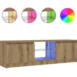 Tv-Meubels*vidaXL Tv-meubel met LED 120x30x36 cm bewerkt hout artisanaal eiken artisanaal eikenkleurig