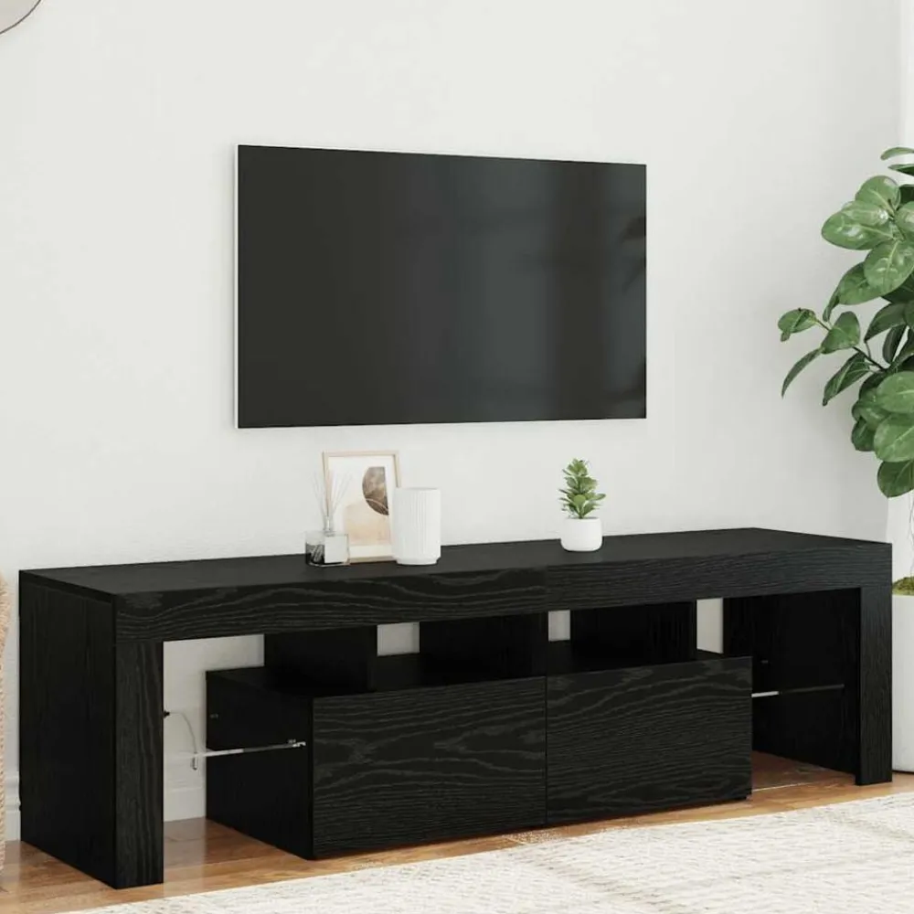 Tv-meubel met LED 140x36,5x40 cm bewerkt hout>vidaXL Discount