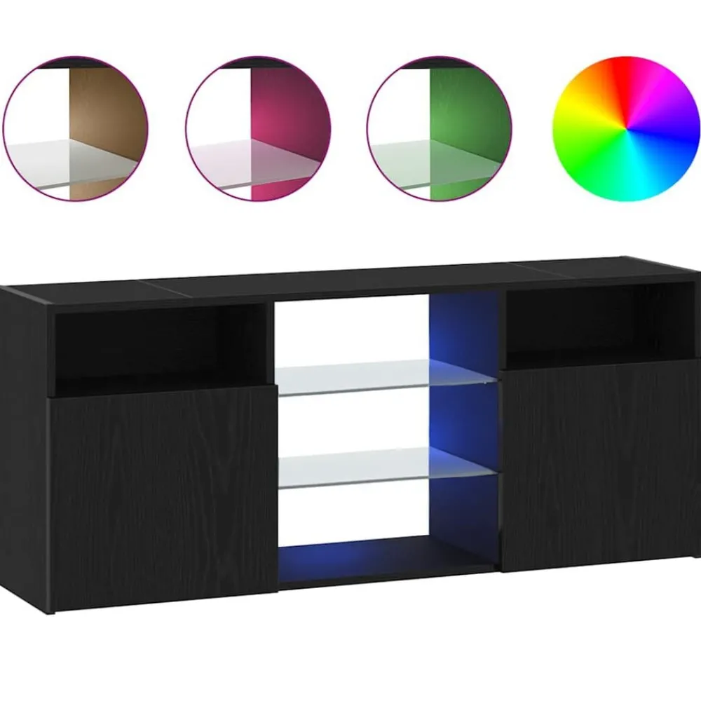 Tv-meubel met LED 120x30x50 cm bewerkt hout>vidaXL Hot
