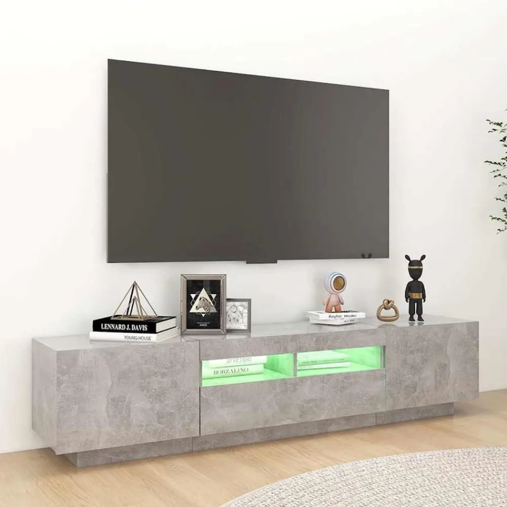 Tv-Meubels*vidaXL Tv-meubel met LED-verlichting 180x35x40 cm Betongrijs