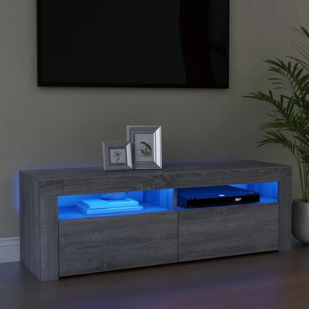 Tv-Meubels*vidaXL Tv-meubel met LED-verlichting 120x35x40 cm eiken Grijs sonoma
