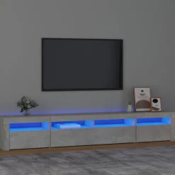 Tv-Meubels*vidaXL Tv-meubel met LED-verlichting 240x35x40 cm Betongrijs