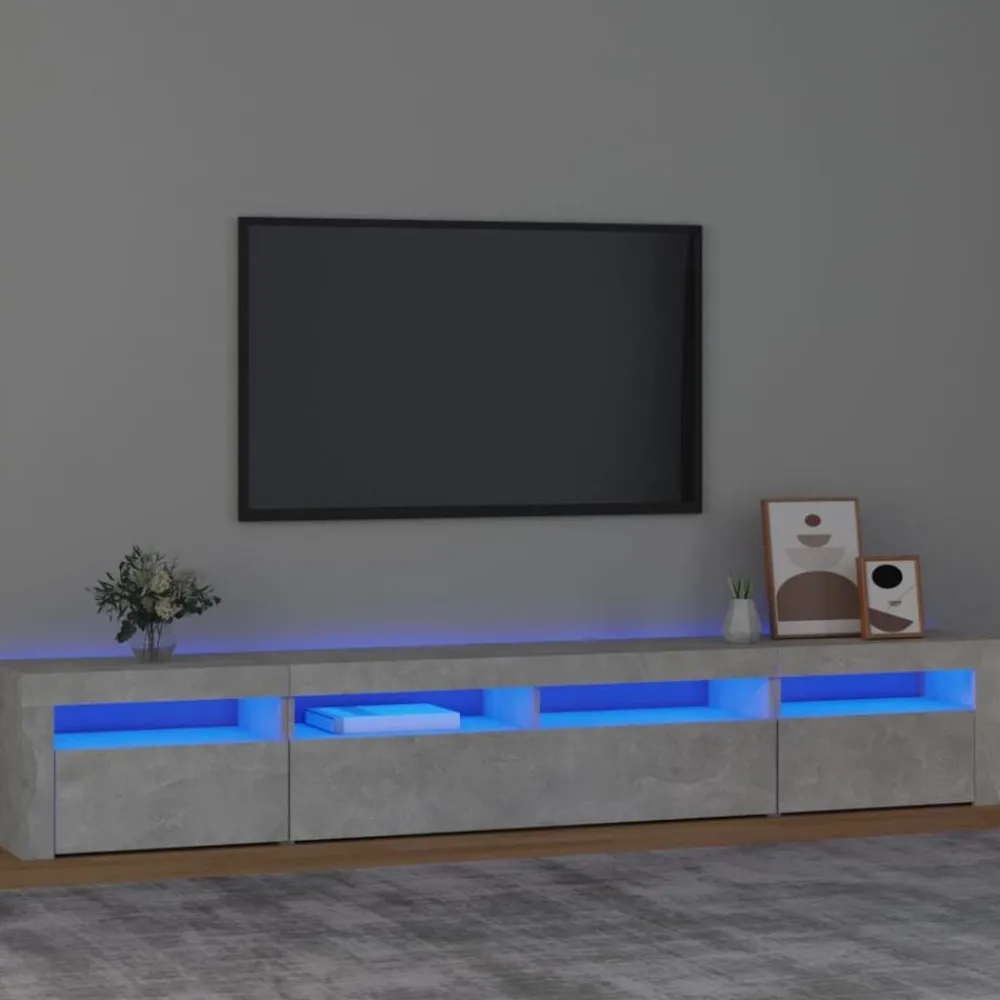 Tv-Meubels*vidaXL Tv-meubel met LED-verlichting 240x35x40 cm Betongrijs