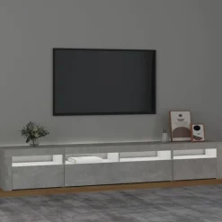 Tv-Meubels*vidaXL Tv-meubel met LED-verlichting 240x35x40 cm Betongrijs