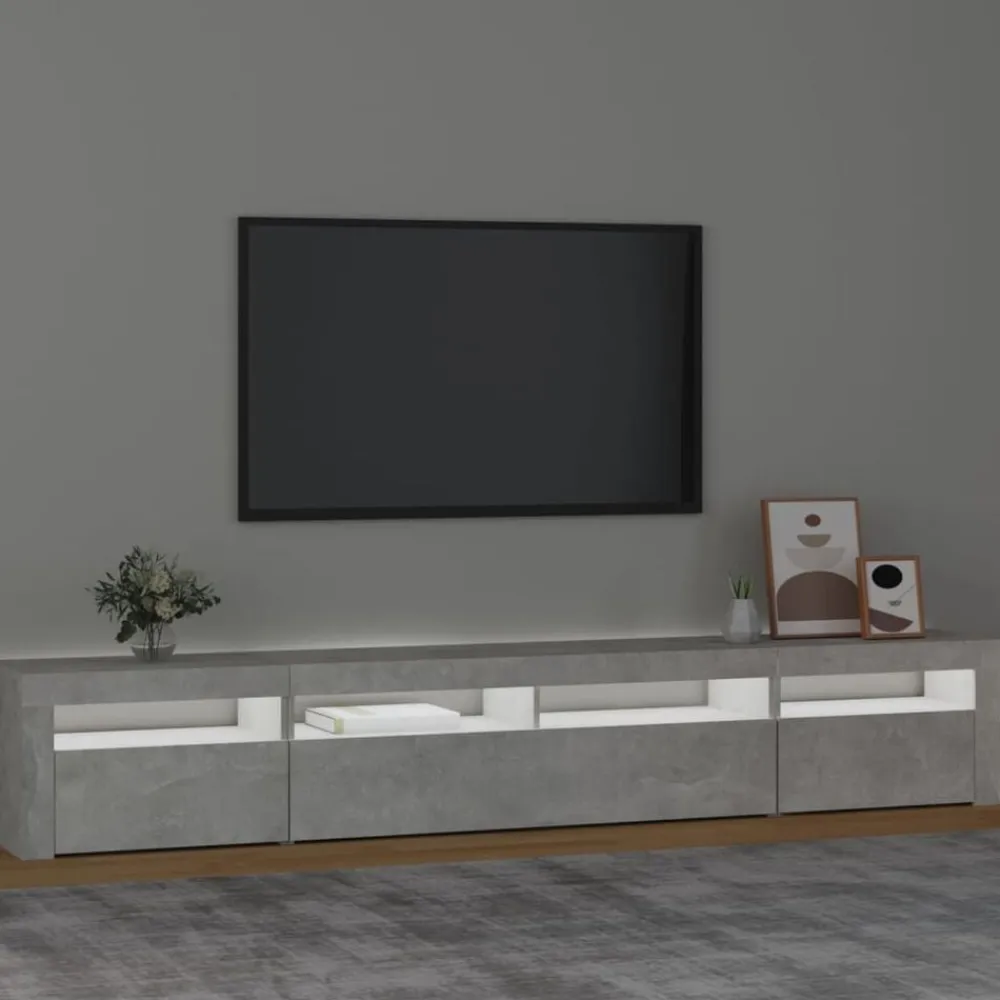 Tv-Meubels*vidaXL Tv-meubel met LED-verlichting 240x35x40 cm Betongrijs