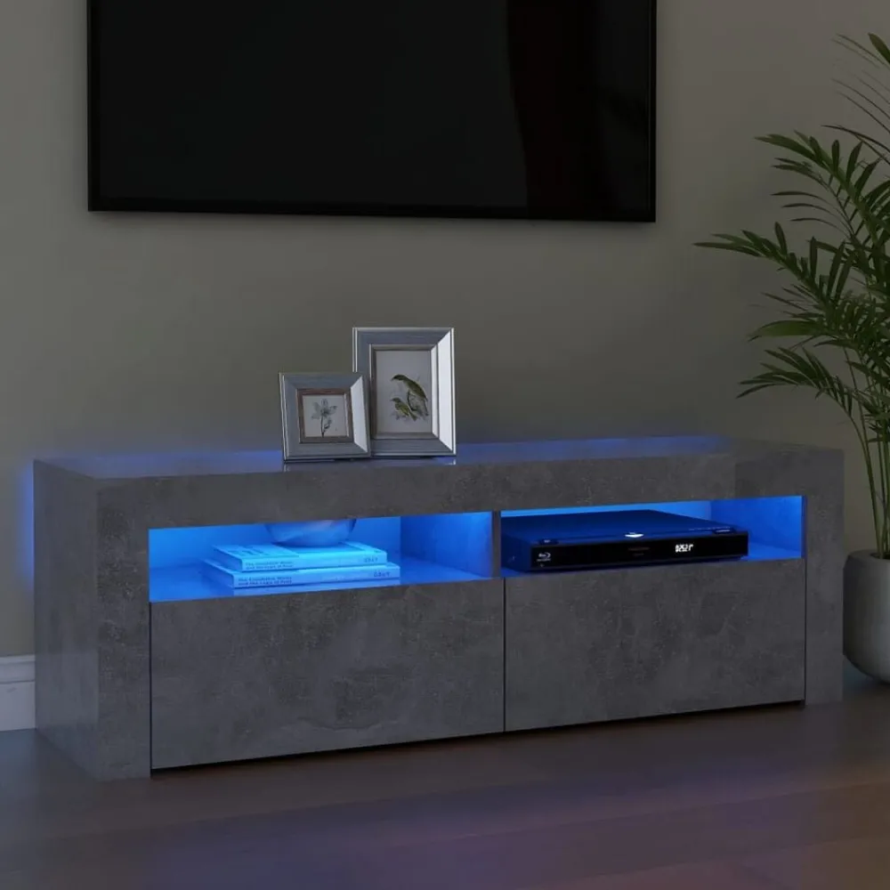 Tv-Meubels*vidaXL Tv-meubel met LED-verlichting 120x35x40 cm Betongrijs
