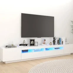 Tv-Meubels*vidaXL Tv-meubel met LED-verlichting 260x35x40 cm Wit