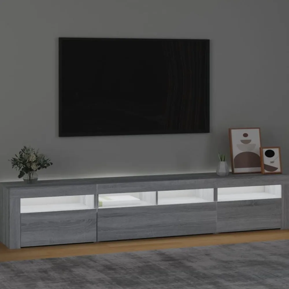 Tv-meubel met LED-verlichting 210x35x40 cm eiken>vidaXL Outlet
