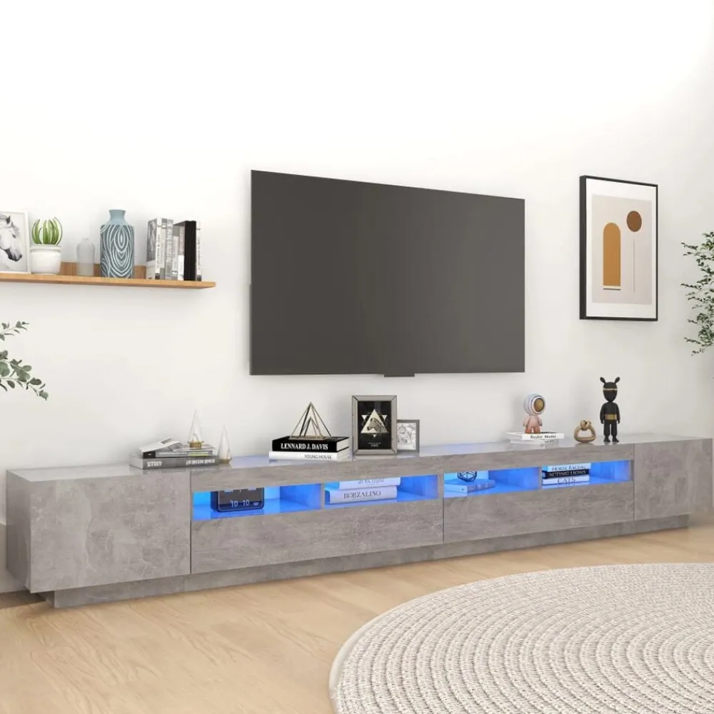 Tv-Meubels*vidaXL Tv-meubel met LED-verlichting 300x35x40 cm Betongrijs