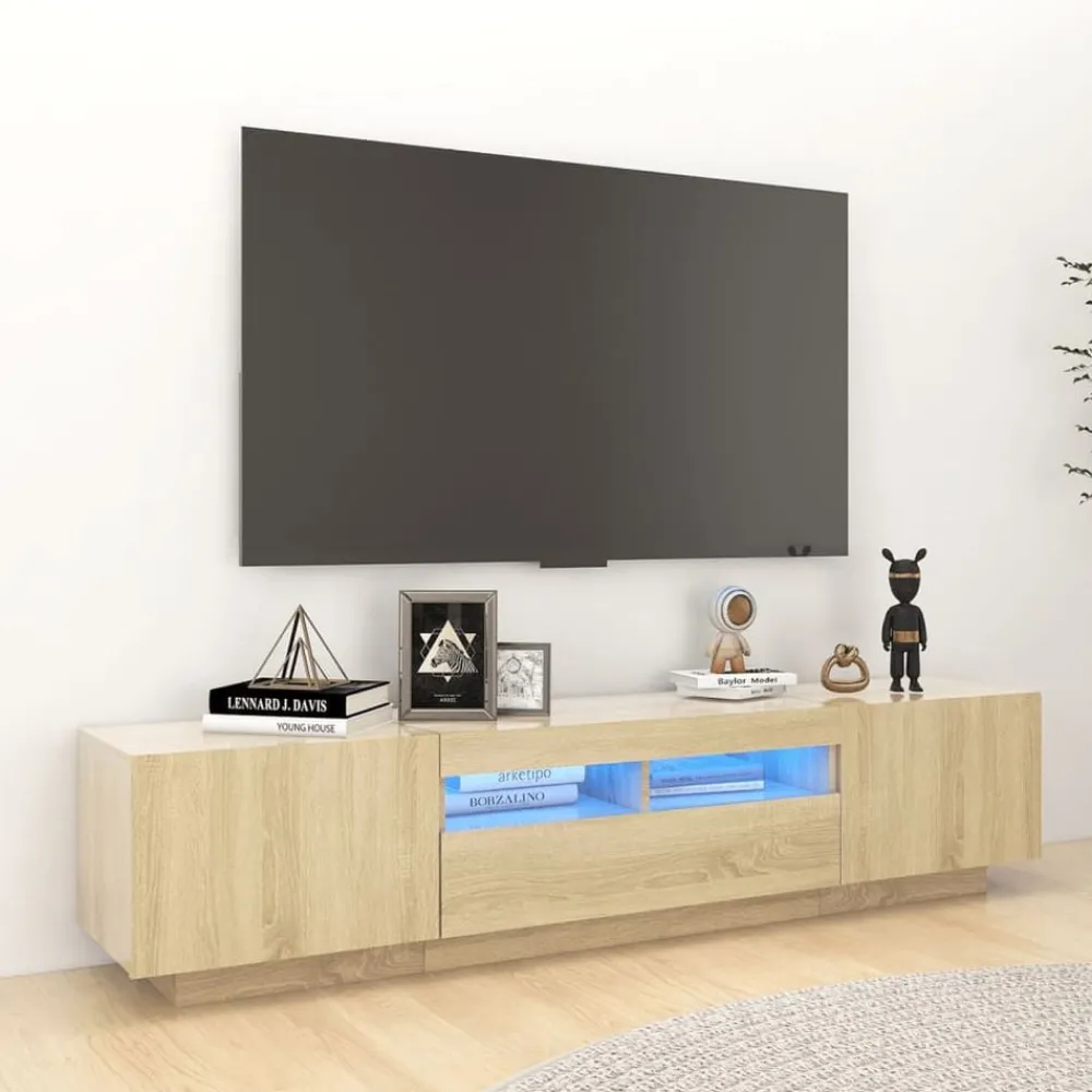 Tv-Meubels*vidaXL Tv-meubel met LED-verlichting 180x35x40 cm kleurig Sonoma eiken