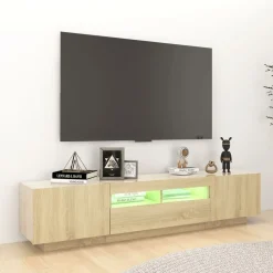 Tv-Meubels*vidaXL Tv-meubel met LED-verlichting 180x35x40 cm kleurig Sonoma eiken