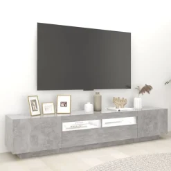 Tv-Meubels*vidaXL Tv-meubel met LED-verlichting 200x35x40 cm Betongrijs