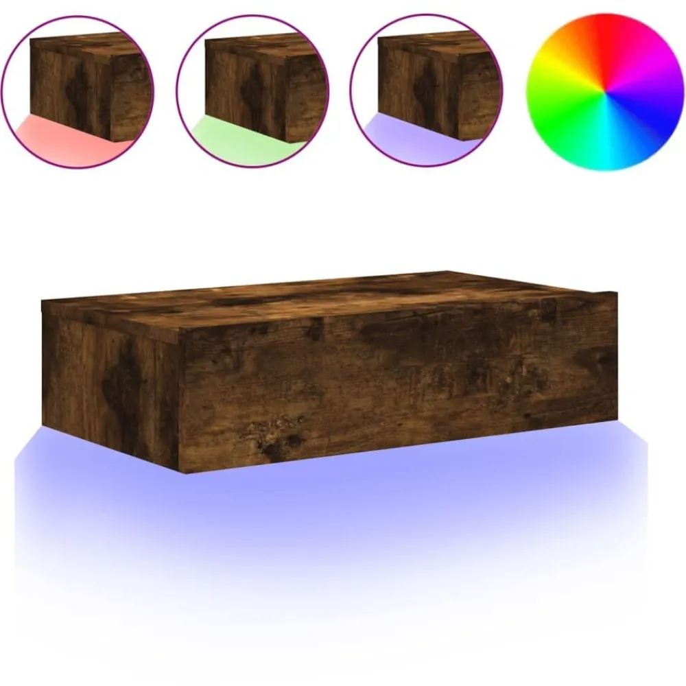 Tv-Meubels*vidaXL Tv-meubel met LED-verlichting 60x35x15,5 cm kleur Gerookt eiken