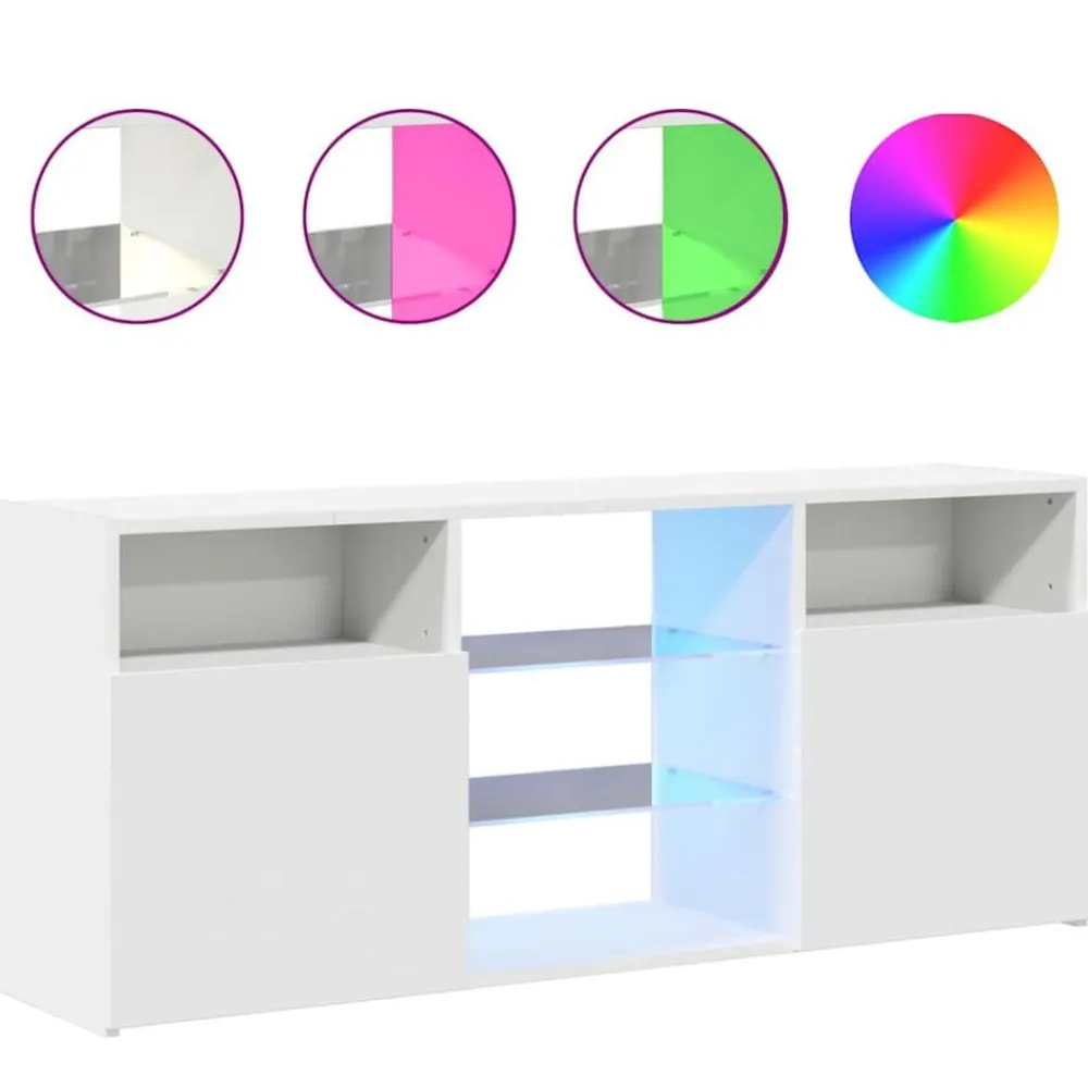 Tv-Meubels*vidaXL Tv-meubel met LED-verlichting 120x30x50 cm Wit
