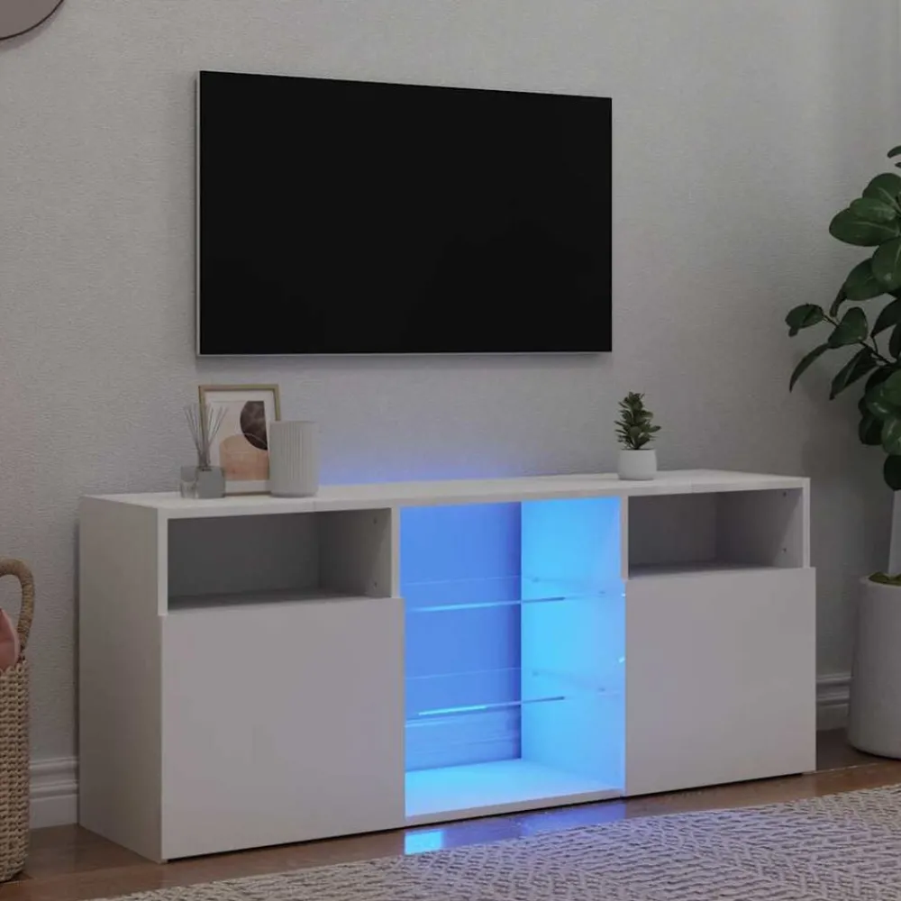 Tv-Meubels*vidaXL Tv-meubel met LED-verlichting 120x30x50 cm Wit