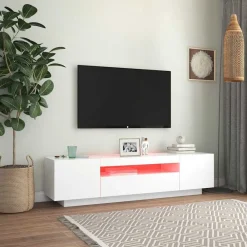 Tv-Meubels*vidaXL Tv-meubel met LED-verlichting 160x35x40 cm Wit