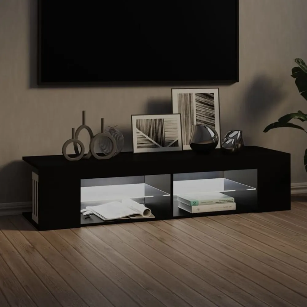 Tv-Meubels*vidaXL Tv-meubel met LED-verlichting 135x39x30 cm Zwart