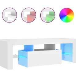 Tv-Meubels*vidaXL Tv-meubel met LED-verlichting 120x35x40 cm Wit
