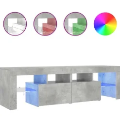 Tv-Meubels*vidaXL Tv-meubel met LED-verlichting 140x36,5x40 cm Betongrijs