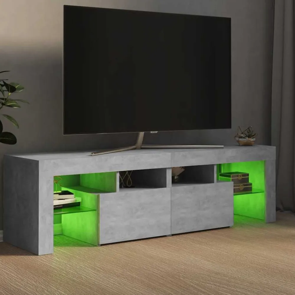 Tv-Meubels*vidaXL Tv-meubel met LED-verlichting 140x36,5x40 cm Betongrijs