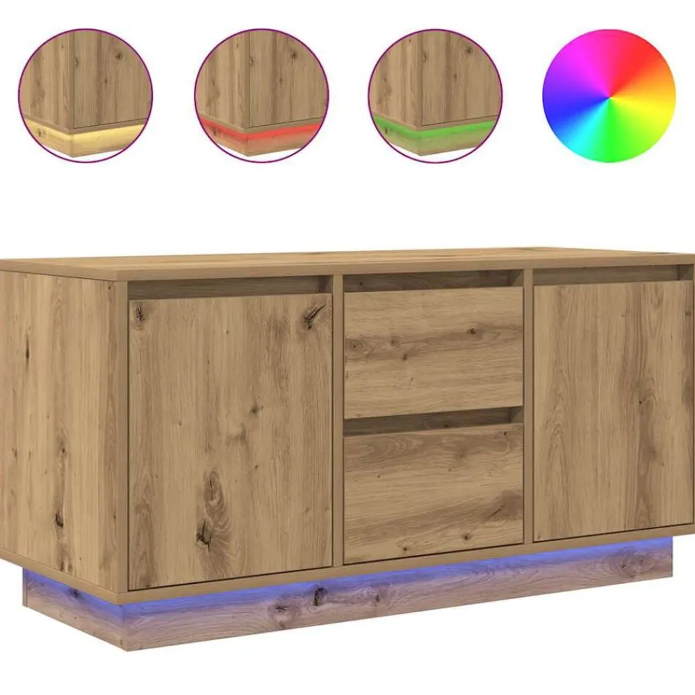 Tv-meubel met LED-verlichting 100x41x50 cm artisanaal eiken>vidaXL Clearance