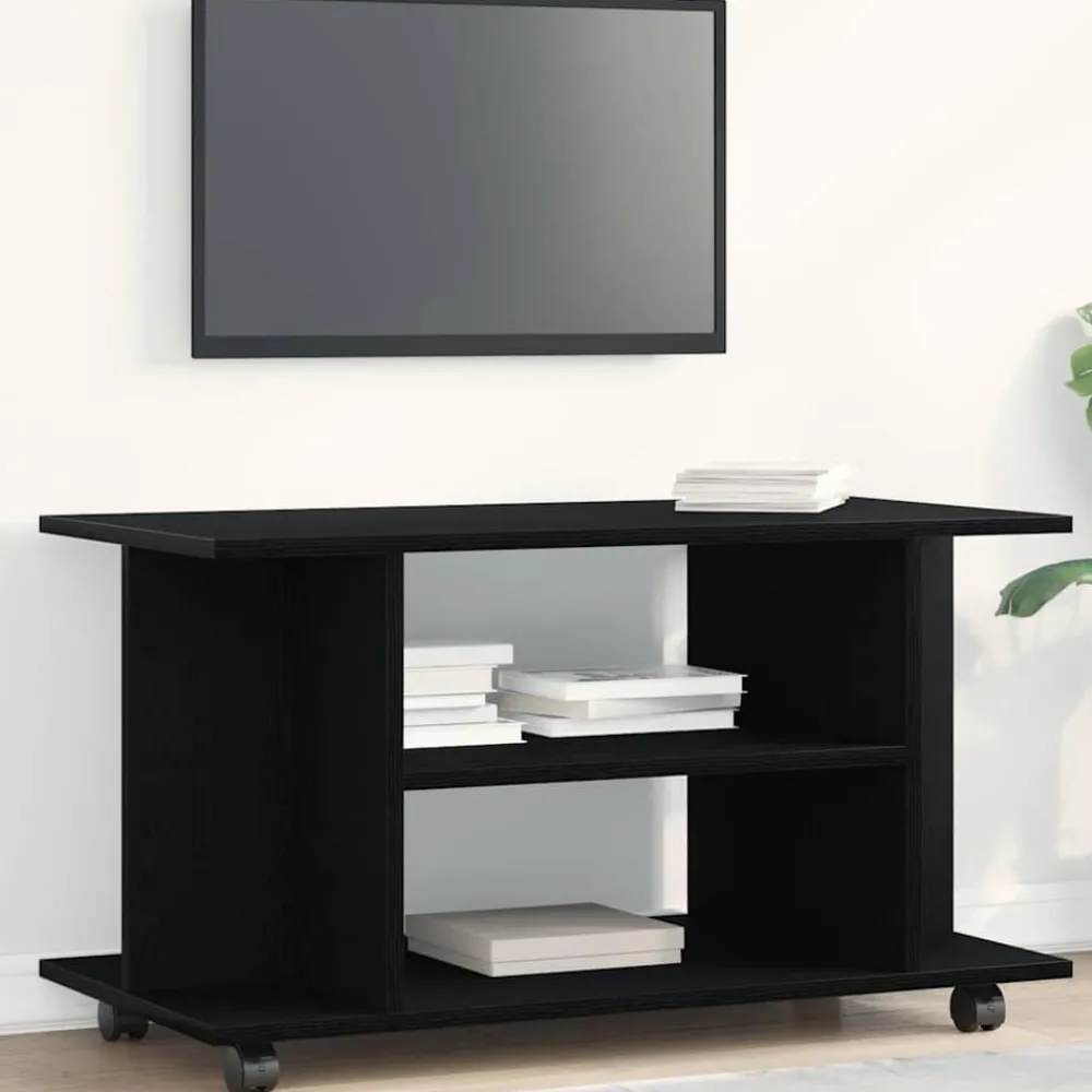 TV-meubel met wielen Zwarte eik 80x40x45 cm Engineered Wood>vidaXL Best