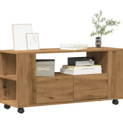 Tv-Meubels*vidaXL Tv-meubel met wielen 102x34,5x43 cm hout artisanaal eiken artisanaal eikenkleurig