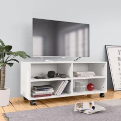 Tv-Meubels*vidaXL Tv-meubel met wieltjes 90x35x35 cm bewerkt hout Wit