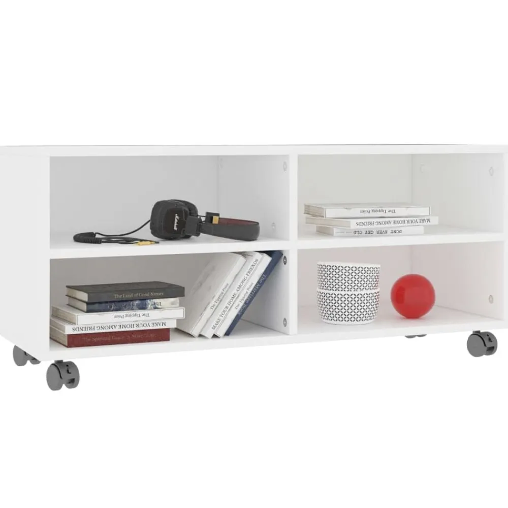 Tv-Meubels*vidaXL Tv-meubel met wieltjes 90x35x35 cm bewerkt hout Wit