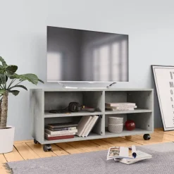 Tv-Meubels*vidaXL Tv-meubel met wieltjes 90x35x35 cm bewerkt hout Betongrijs