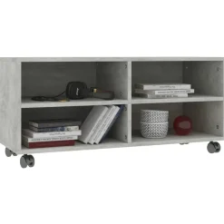 Tv-Meubels*vidaXL Tv-meubel met wieltjes 90x35x35 cm bewerkt hout Betongrijs