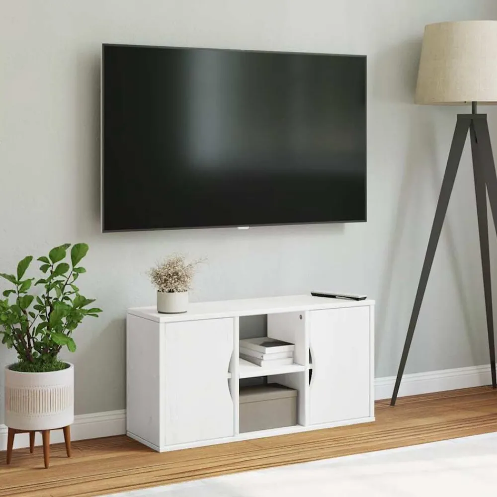 Tv-Meubels*vidaXL Tv-meubel ODDA 79x24x40 cm massief grenenhout Wit