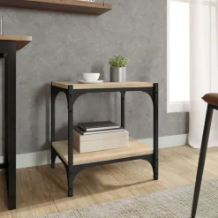 Tv-meubel 40x33x41 cm bewerkt hout en staal kleurig><noscript><img width=