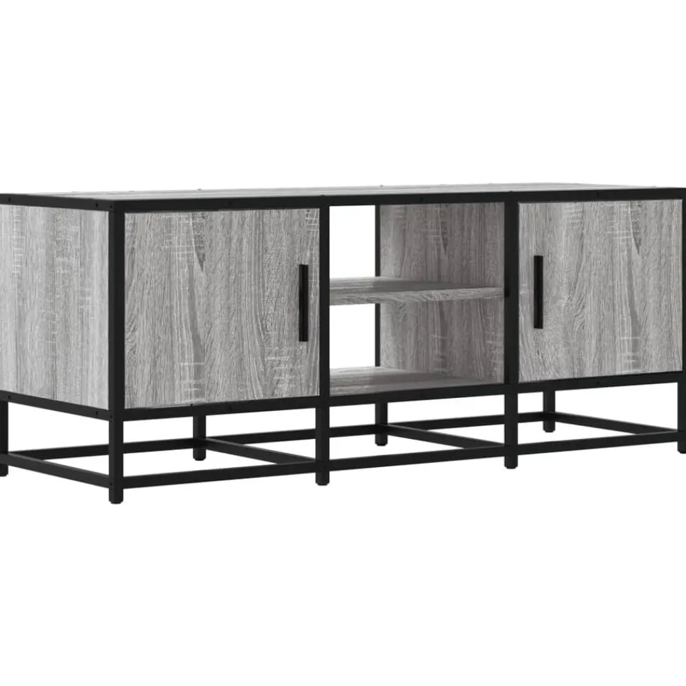 Tv-meubel 100x35x41 cm bewerkt hout metaal eiken>vidaXL Sale