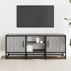 Tv-meubel 100x35x41 cm bewerkt hout metaal eiken><noscript><img width=