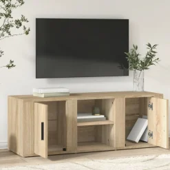Tv-meubel 100x31,5x35 cm bewerkt hout kleurig><noscript><img width=