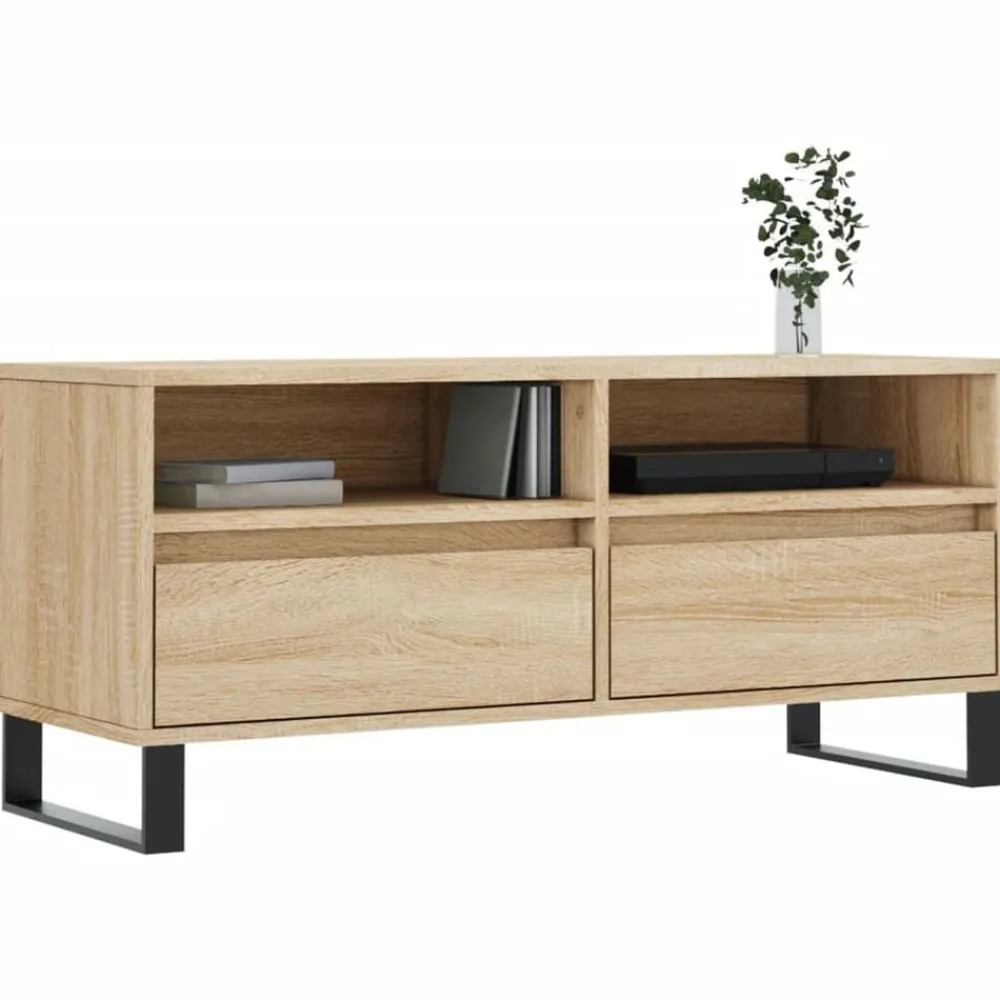 Tv-Meubels*vidaXL Tv-meubel 100x34,5x44,5 cm bewerkt hout kleurig Sonoma eiken