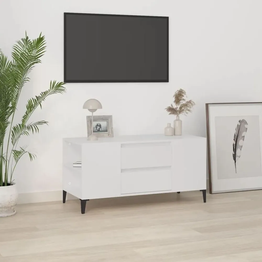 Tv-Meubels*vidaXL Tv-meubel 102x44,5x50 cm bewerkt hout Wit